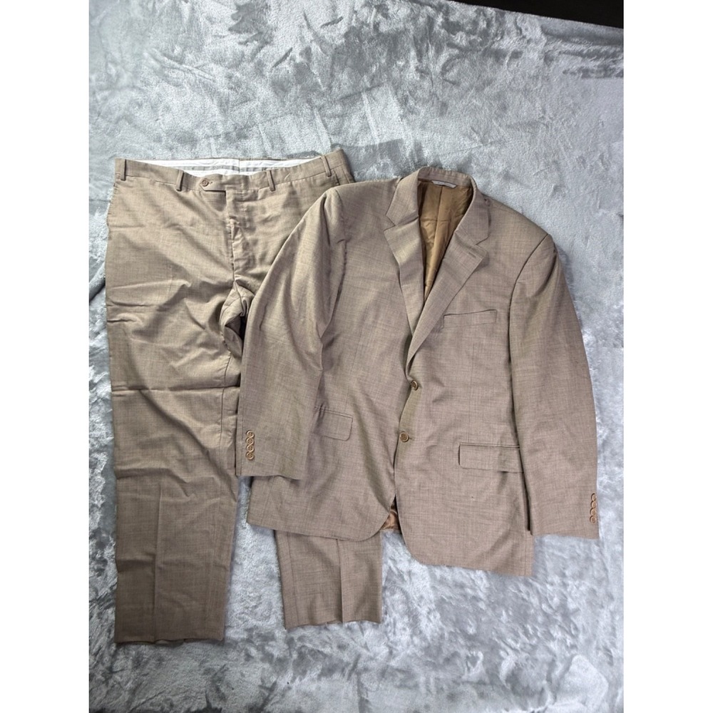 Canali 13290/37 Suit Size 48 Brown Flat Front Full Set Italy Designer